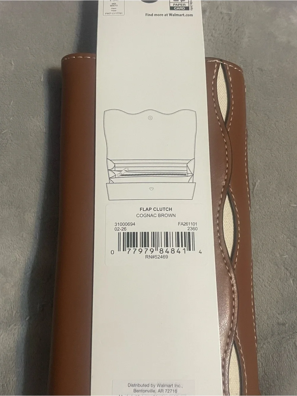 Free Assembly Avery Cut Out Clutch Wallet Cognac Brown Cream NWT